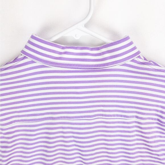 Hart Shaffner Marx Luxury Cotton Polo Men's Large 3-button Purple White Stripes - Picture 8 of 10